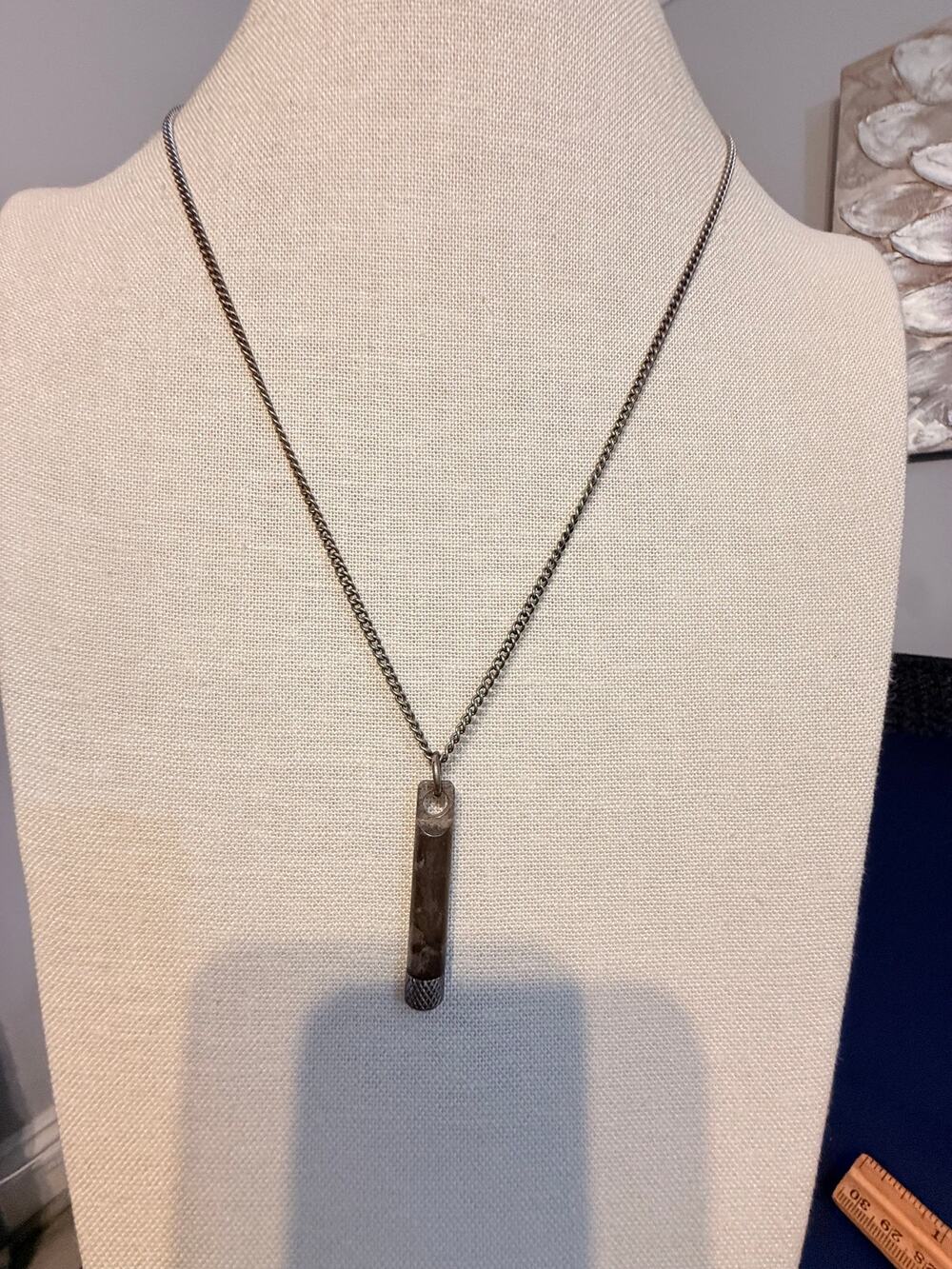Vintage Industrial Bar Pendant Necklace 24”